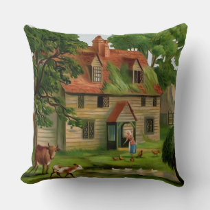 Farm House And Country Garden Throw Pillow