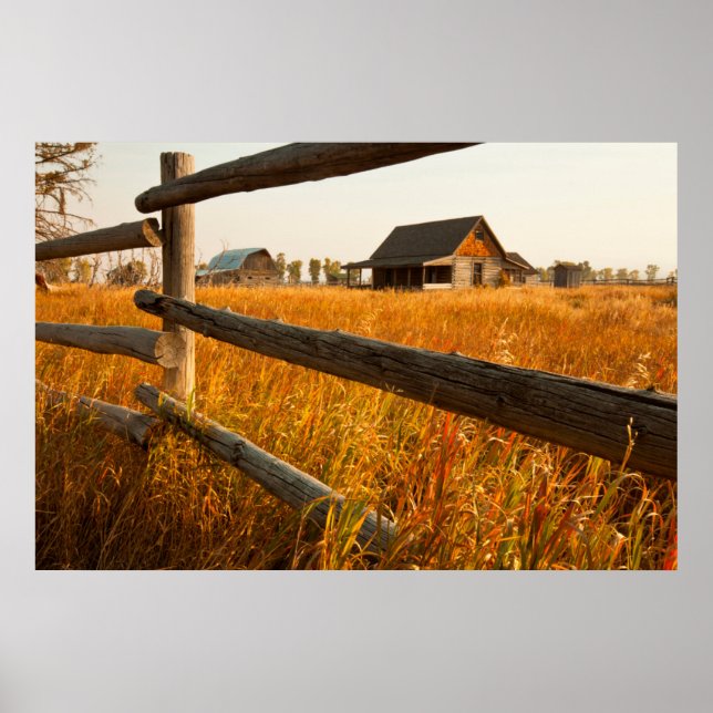Farm House And Rail Fence In Grand Teton Poster (Front)