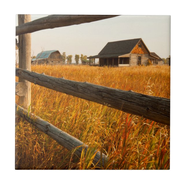 Farm House And Rail Fence In Grand Teton Tile (Front)