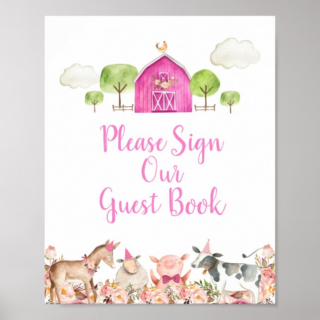 Farm House Animals Barnyard Please Sign our Guest (Front)