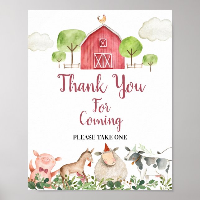 Farm House Animals Barnyard Thank you for coming Poster (Front)