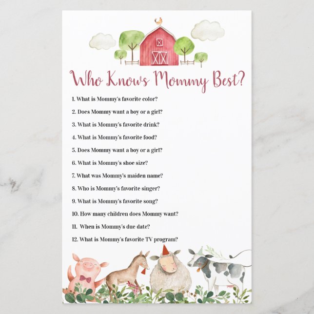 Farm House Animals Barnyard Who Knows Mommy Best (Front)