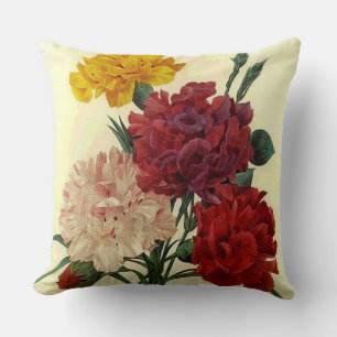 Farm House Inspired Rustic Carnations Print Throw Pillow