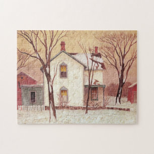 Farm House Painting by Canadian Artist A J Casson Jigsaw Puzzle