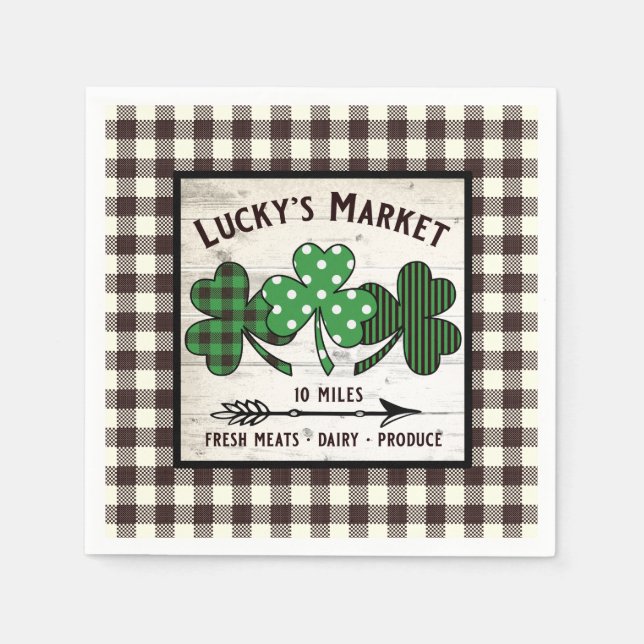 FARM HOUSE ST PATRICK'S DAY SHAMROCK DECOUPAGE ART NAPKIN (Front)