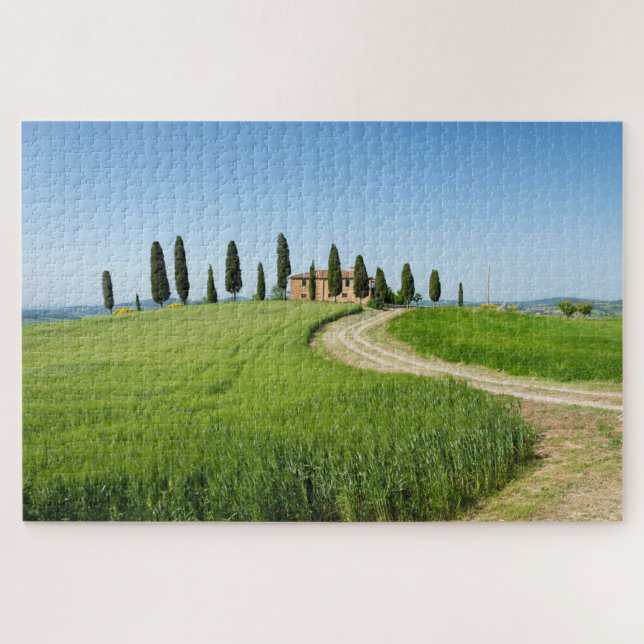 Farm house with cypress trees in Tuscany Jigsaw Puzzle (Horizontal)