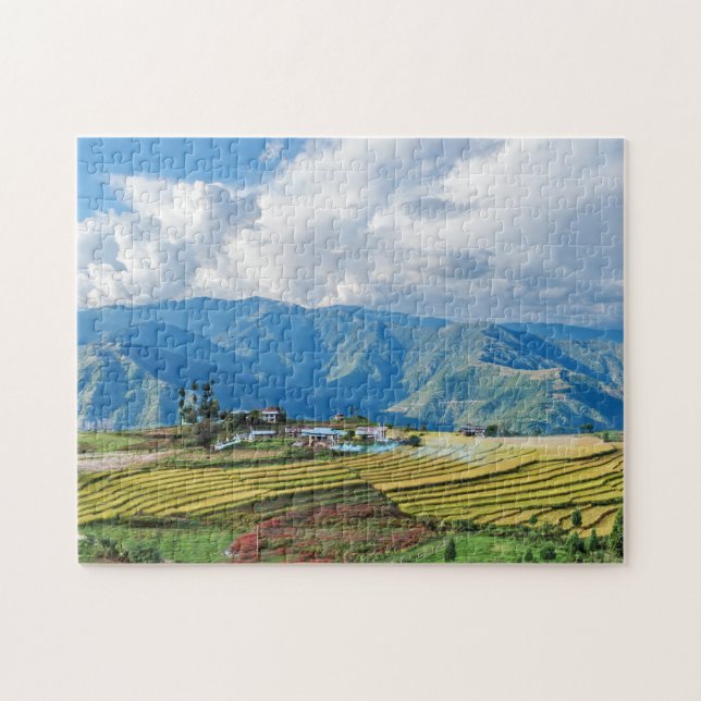Farm in Bhutan eastern mountains - Himalaya Jigsaw Puzzle (Horizontal)