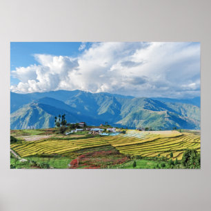 Farm in Bhutan eastern mountains - Himalaya Poster