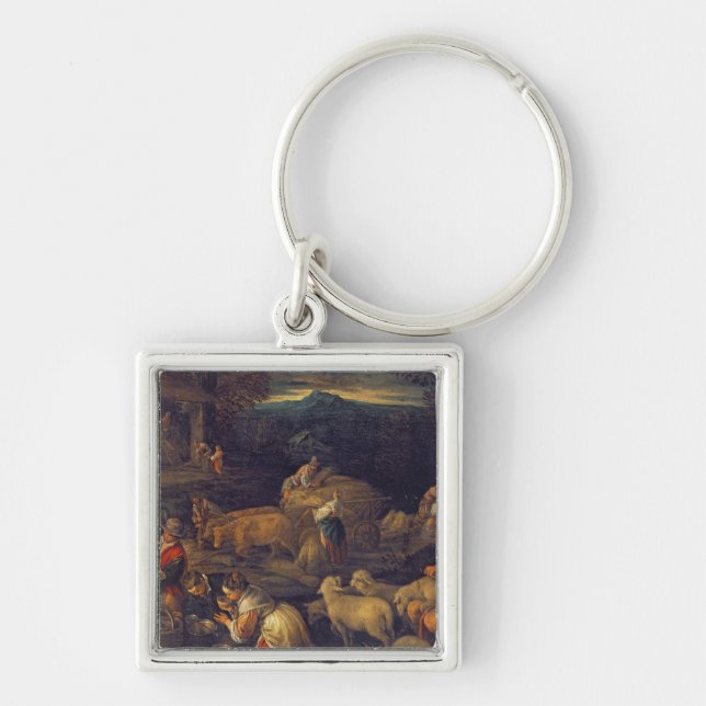 Farm Interior or Shearing Sheep Keychain (Front)