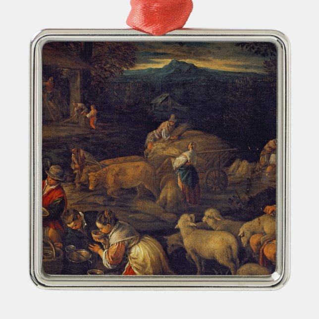 Farm Interior or Shearing Sheep Metal Ornament (Front)