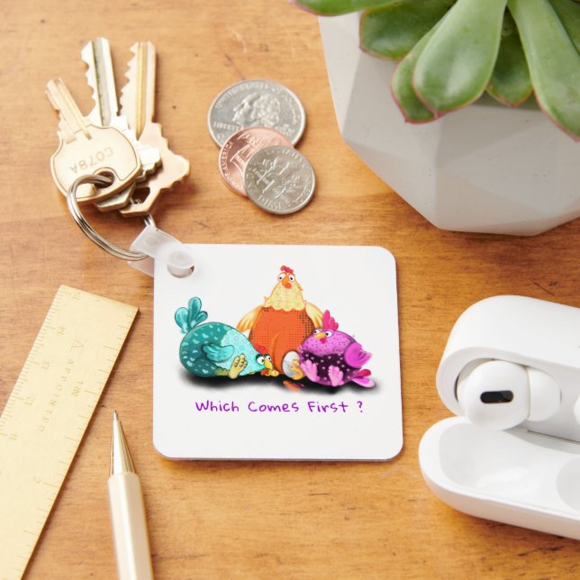 Farm Keychain Chickens Waiting Egg To Hatch - Fun (Desk)