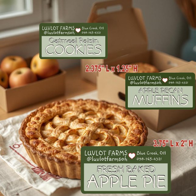Farm Label FRESH BAKED APPLE PIE with heart (Creator Uploaded)