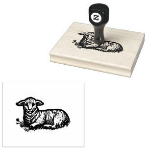 Farm Lamb Wood Handle Art Stamp