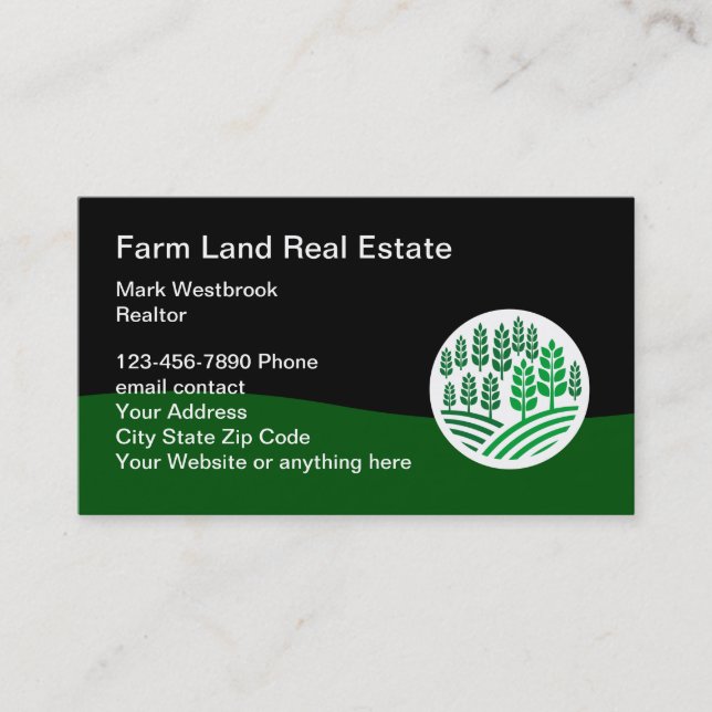 Farm Land Real Estate Business Cards (Front)