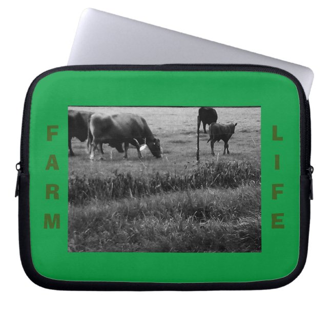 Farm Life, cow family Laptop Sleeve (Front)