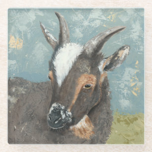 Farm Life-Grey Goat Glass Coaster