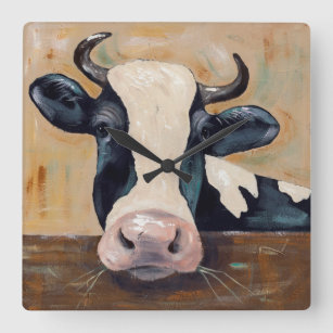 Farm Life - Gunther the Cow Square Wall Clock