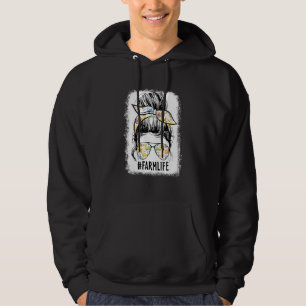 Farm Life Messy Bun Farm Wife Farm Mom Mother's D Hoodie