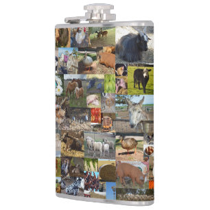 Farm Life Photo Collage, Hip Flask