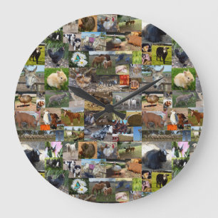 Farm Life Photo Collage, Large Clock