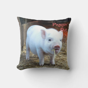 Farm Life Piggin' Out Piglet with Cow on reverse Throw Pillow