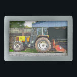 FARM LIFE RECTANGULAR BELT BUCKLE<br><div class="desc">Just time to stop for the farmer to stop for lunch before heading back to the fields on his tractor.</div>