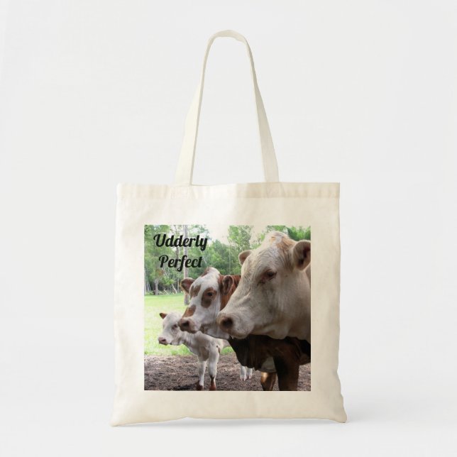 Farm Life Tote Featuring Cows and Calf Personalize (Front)