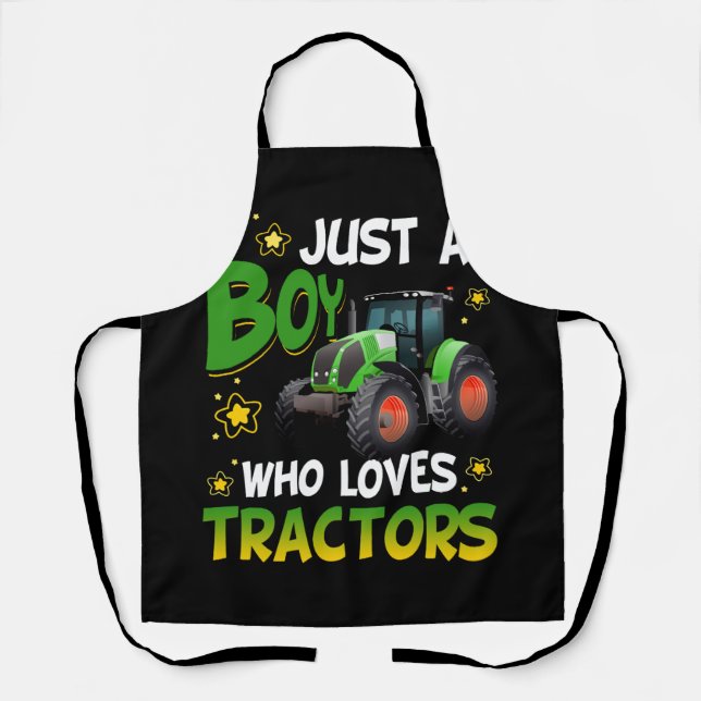 Farm Lifestyle Just A Boy Who Loves Tractors Engin Apron (Front)
