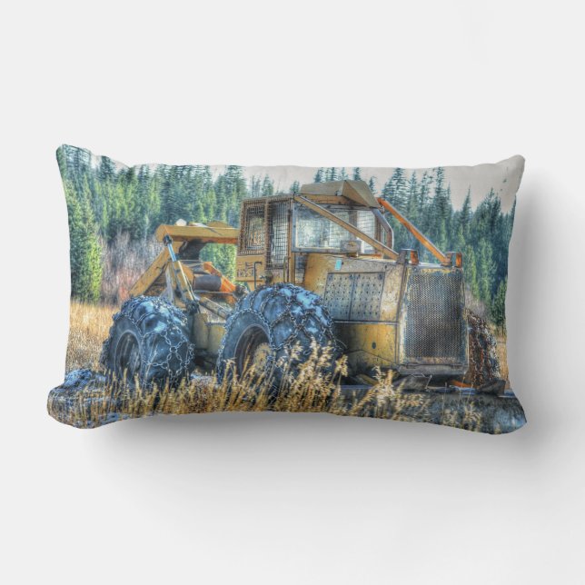 Farm Machinery, Tractor, Back-Hoe, Farm Vehicle Lumbar Pillow (Front)