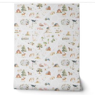 Farm map country village landscape nursery wallpaper