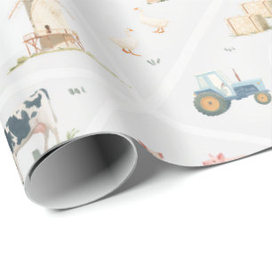 Farm map country village landscape nursery wrapping paper