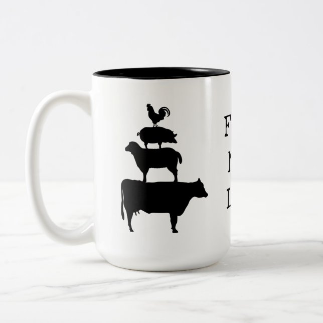 FARM MOM LIFE Farm Animal Silhouette   Two-Tone Coffee Mug (Left)