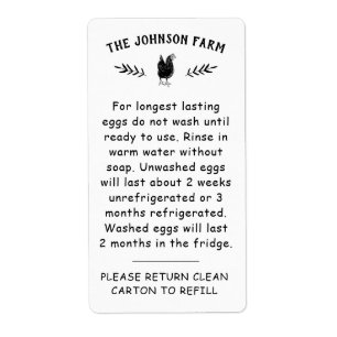 Farm Name Egg Handling Return Carton Label