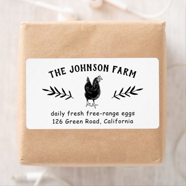 Farm Name Fresh Chicken Eggs Address Label (Insitu)