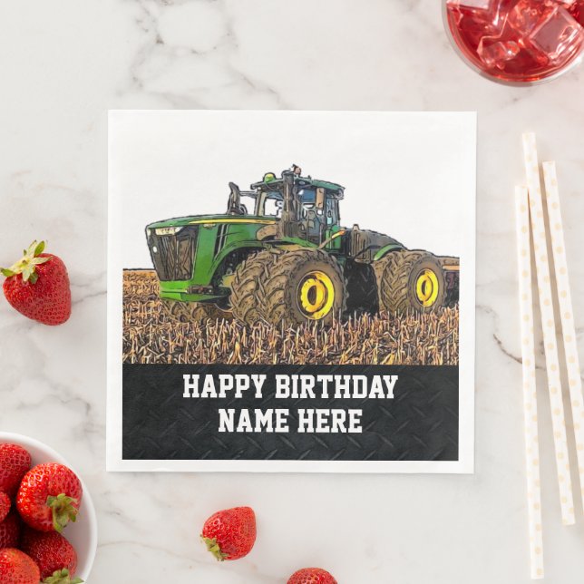 Farm Name Happy Birthday Tractor Tillage Farmer  Napkin (Insitu)