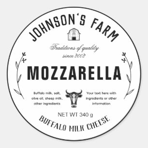 Farm Name   Wreath   Cow Milk Cheese   Vintage   Classic Round Sticker