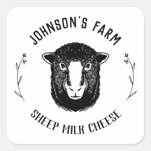 Farm Name   Wreath   Sheep Milk Cheese   Vintage  Square Sticker