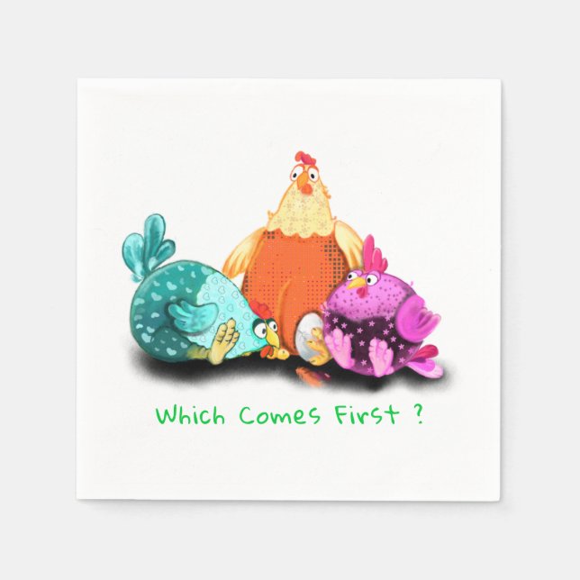 Farm Napkins Chickens Waiting Egg To Hatch (Front)