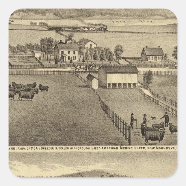 Farm of SA Cockayne near Moundsville Square Sticker (Front)