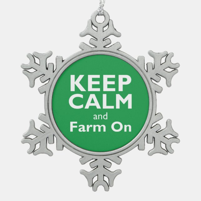 Farm On Snowflake Pewter Christmas Ornament (Front)