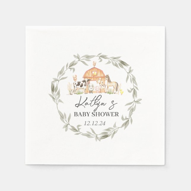 Farm Paper napkins, farm animals napkins (Front)