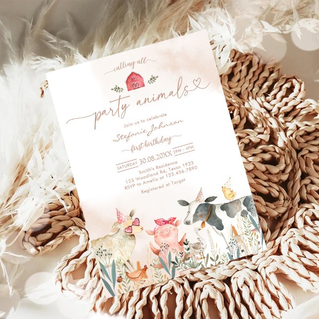Farm Party Animals Kids Birthday Invitation (Créateur téléchargé)