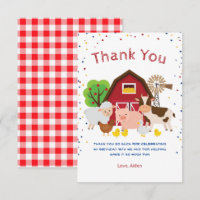 Farm petting zoo birthday party thank you card