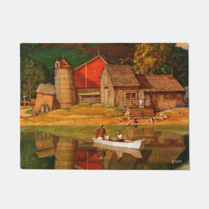 Farm Pond Landscape by Mead Schaeffer Doormat