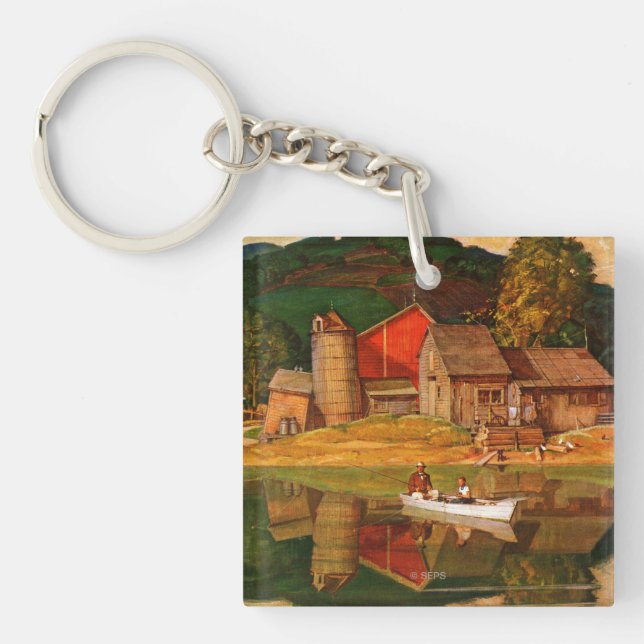 Farm Pond Landscape by Mead Schaeffer Keychain (Front)