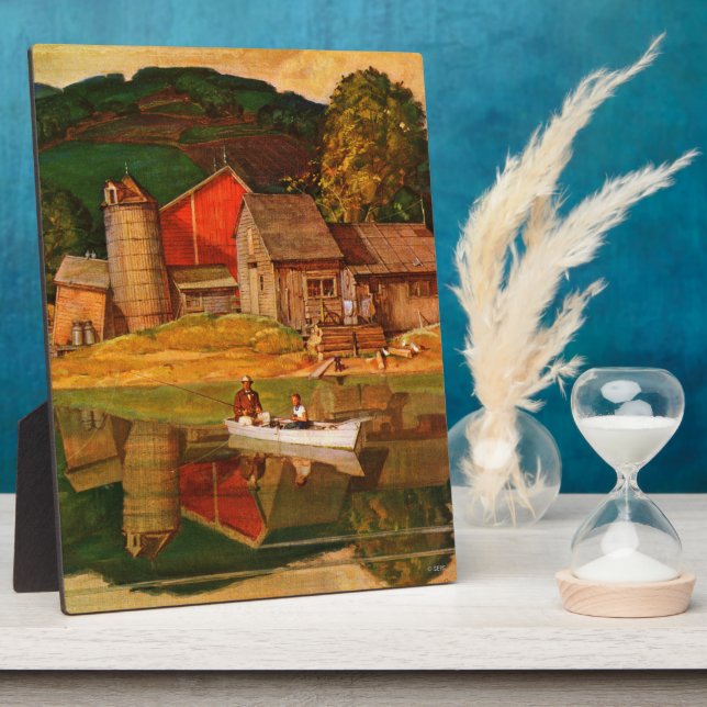Farm Pond Landscape by Mead Schaeffer Plaque (Side)