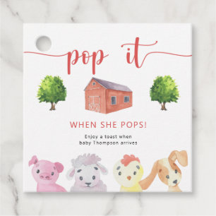 Farm - Pop it! When she pops! Favour Tags