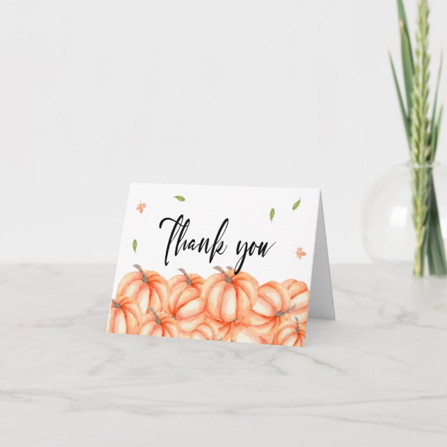 Farm Pumpkin Halloween Fall Baby Shower Thank You Card (Front)