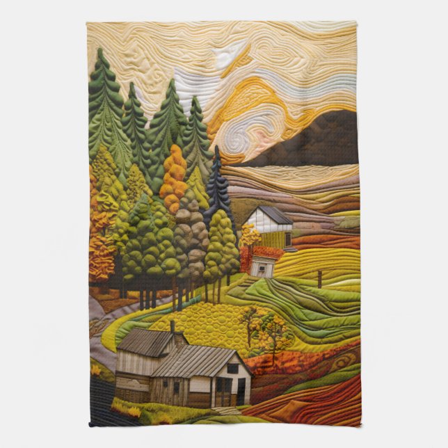 Farm Quilt Kitchen Towel (Vertical)