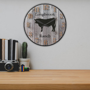 Farm Ranch or Stable Name 6 Custom Barnwood Styled Large Clock